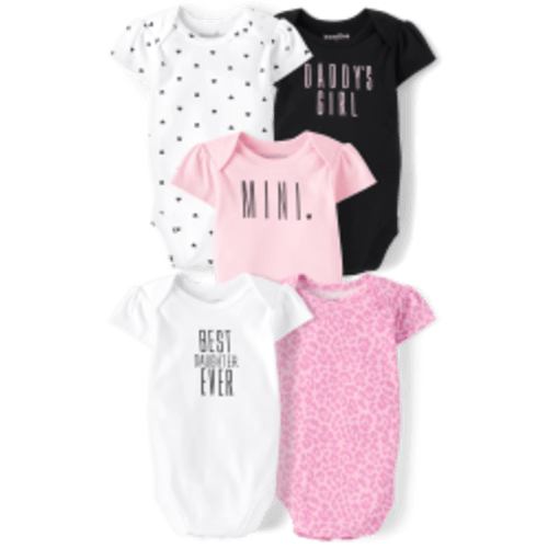Baby Girls Short Sleeve Mini Bodysuit 5-Pack | The Children's Place  - MULTI CLR