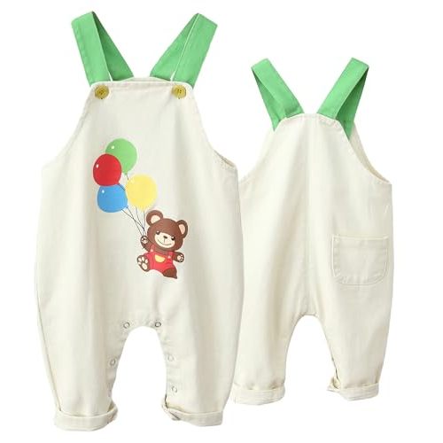 Happy Cherry Baby Boy Girl Overalls Cotton Sleeveless Romper Button Down Jumpsuits with Pockets Toddler Summer Clothes