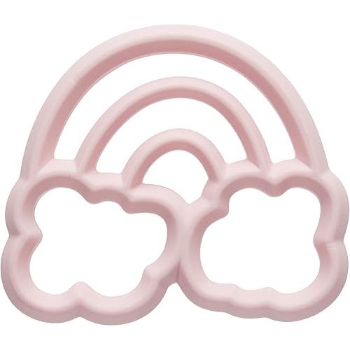 Itzy Ritzy Silicone Baby Teether – BPA-Free Infant Teether with Easy-to-Hold Design & Textured Back Side to Massage & Soothe Sore, Swollen Gums - Teething Toy for 3 Months & Up - Rainbow
