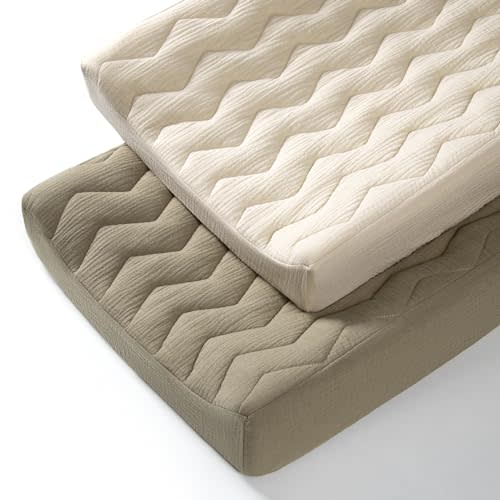 lulumoon Muslin Changing Pad Cover: Baby Cotton Quilted Changing Table Cover - Soft Changing Pad Sheets for Boys Girls