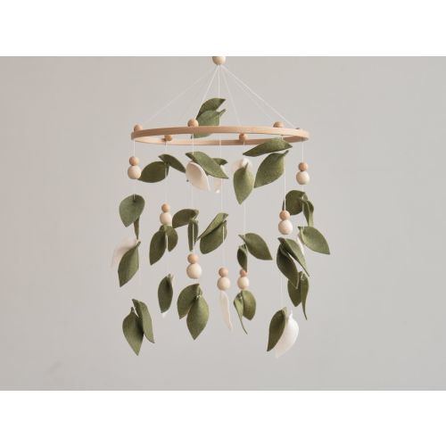 Baby forest mobile, Green floral nursery mobile, Leaf crib mobile, Neutral mobile, Hanging mobile, Green mobile, Baby shower gift