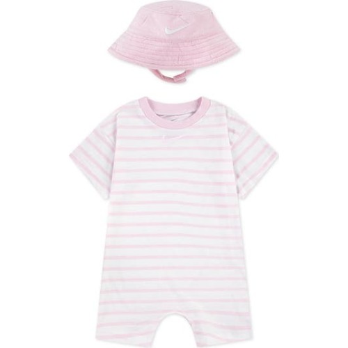 Cotton Blend Terry Romper & Hat Set, 18M
