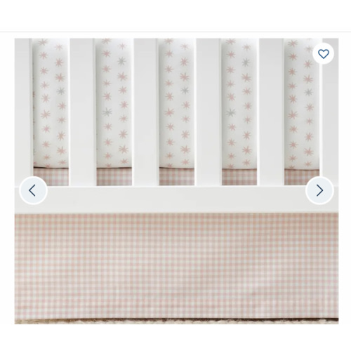 Ditsy Gingham Classic Cool Organic Cotton Percale Tailored Crib Skirt