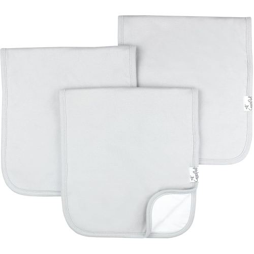 Copper Pearl Premium Baby Burp Cloths - 3-Pack Large Cotton Burp Cloths, Extra Soft Spit Up Rags with 3 Absorbent Layers, Perfect for Baby Boy and Baby Girl Gifts (21" x 10" Size, Grey Basics Set)