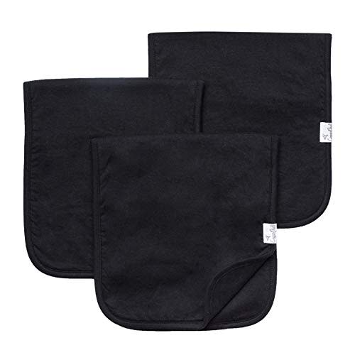 Copper Pearl Premium Baby Burp Cloths - 3-Pack Large Cotton Burp Cloths, Extra Soft Spit Up Rags with 3 Absorbent Layers, Perfect for Baby Boy and Baby Girl Gifts (21" x 10" Size, Black Basics Set)