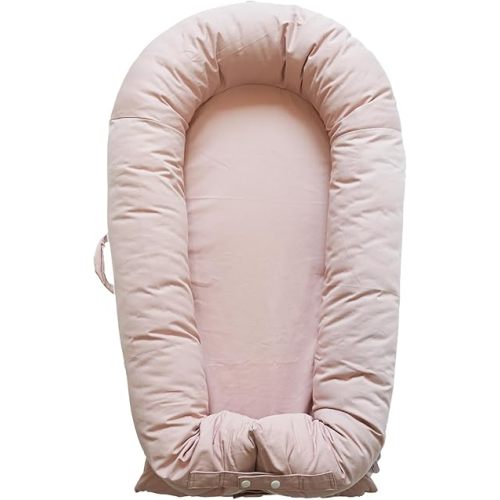 Deluxe Infant Lounger, Baby Nest Cover for Baby Girls & Boys, Newborn Essentials for Baby 0-12 Months, 100% Cotton, Portable Travel Bed (DustyRose)