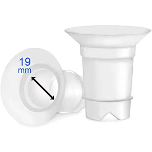 Maymom Flange Inserts 19 mm for Medela, Spectra 24 mm Shields/Flanges, Momcozy/Willow Wearable Cup. Compatible with Medela Freestyle, Harmony to Reduce 24mm Nipple Tunnel Down to 19 mm; 2pc/Each