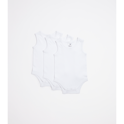 3 Pack Baby Organic Cotton Sleeveless Bodysuits