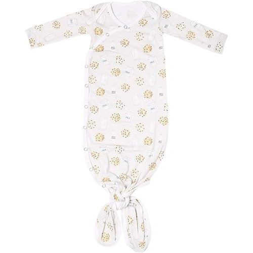 Copper Pearl Baby Gown - Knotted Newborn Sleepers for Baby Boy and Girl, Soft Stretchy Long Sleeve Infant Gowns with Bottom Tie and Hand Mittens, Perfect Hospital Coming Home Outfit (Chip)