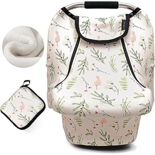 ACRABROS Car Seat Covers for Babies,Winter Autumn Spring Infant Carseat Cover Canopy for Boys and Girls,Stretchy Adjustable Peeping Window with Mesh Cover,Warm Breathable Universal,Shivering