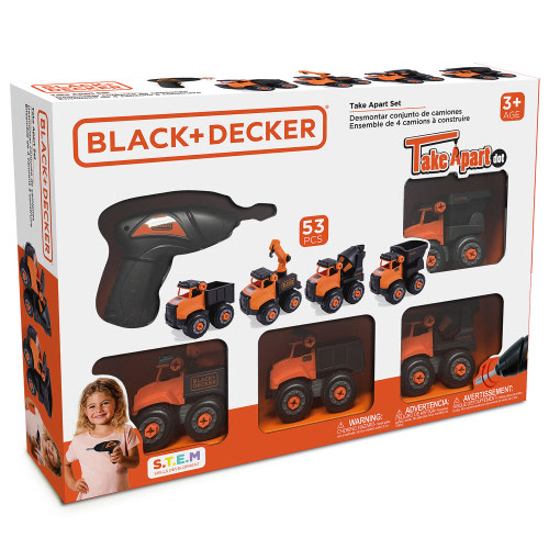 Buy Black and Decker Take Apart Mini Construction Trucks Set, four durable trucks and electric drill for little builders | Toys"R"Us