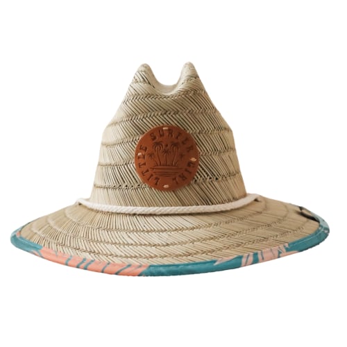 Little Surfer Girl Dark Blue Tropical Straw Hat