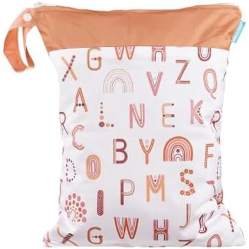 HappyFlute Waterproof Reusable with Two Zippered Wet Dry Bag for Baby&Kid Cloth Diapers,Travel,Beach,Pool,Stroller,Gym Bag for Swimsuits&Wet Cloth diaper (Letter)