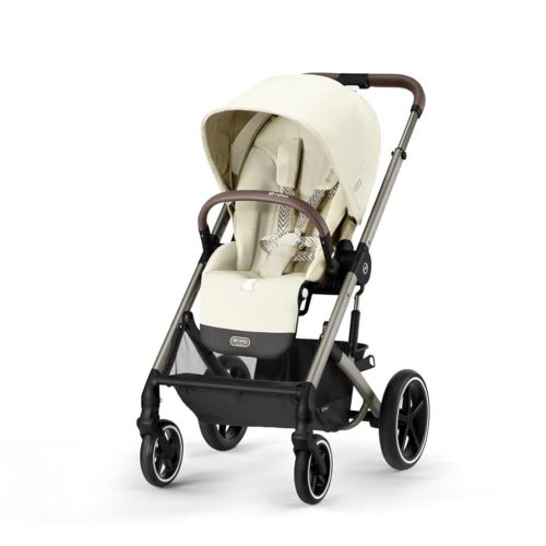 Cybex Balios S Lux 2 Stroller - Front or Parent Facing Seat, All-Terrain Wheels, Front Wheel Suspension, One-Pull Harness, One-Hand Fold, Extra Large Storage Basket - Taupe Frame/Seashell Beige Seat