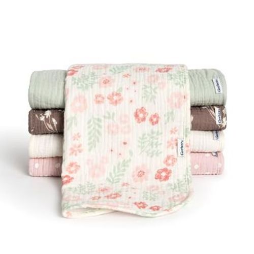 Gerber Baby Girls' Muslin Burp Cloths, 5-Pack, Floral