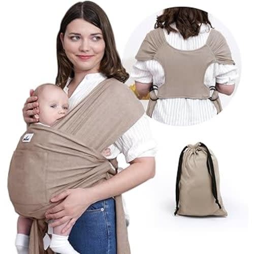 Baby Wrap Carrier Sling: Baby Wearing Wraps Newborn to Toddlers Infants Stretchy Easy to Wear Hands Free Plus Size, Khaki
