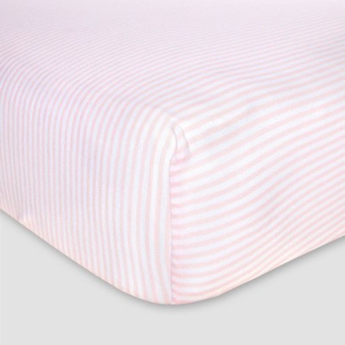 Burt's Bees Baby® Organic Fitted Crib Sheet - Bee Essentials - Stripe, Color: Pink