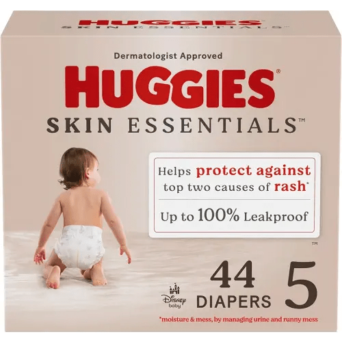 Huggies Size 5 Diapers, Skin Essentials Baby Diapers, Size 5 (27+ lbs), 44 Count