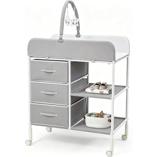 Baby Changing Table, Portable Diaper Station with Waterproof Pad