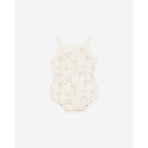 Waffle Cinch Romper || Blue Ditsy – Quincy Mae