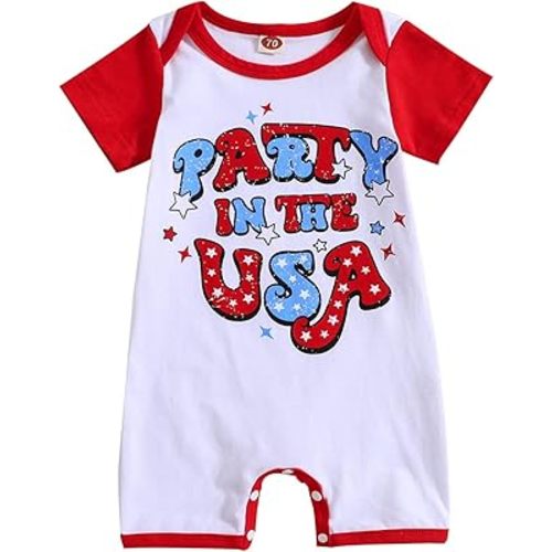 CM C&M WODRO Toddler Baby 4th of July Outfit Boy Girl Party in the USA Romper Star Stripes Shorts Set American Clothes