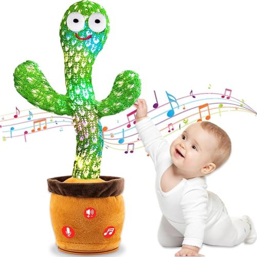Dancing Talking Cactus Toy (Adjustable Volume) for Baby Toddler Boys Girls Gifts, Singing Cactus Mimicking Toy Recording Repeating What You Say Cactus Baby Toy (Non-rechargeable&Volume Adjustable)