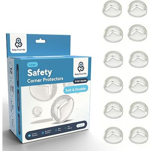 Baby Proof Me 12 Pack Large Table Corner Protector for Baby & Toddlers, Clear Corner Guards & Edge Protectors, Furniture Corner & Edge Safety Bumpers, Baby Proofing for Sharp Edges, Strong Adhesive