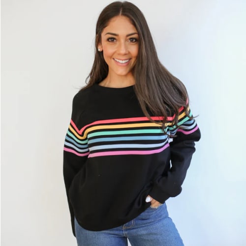 Six Stripe Invisible Zip Breastfeeding Sweatshirt