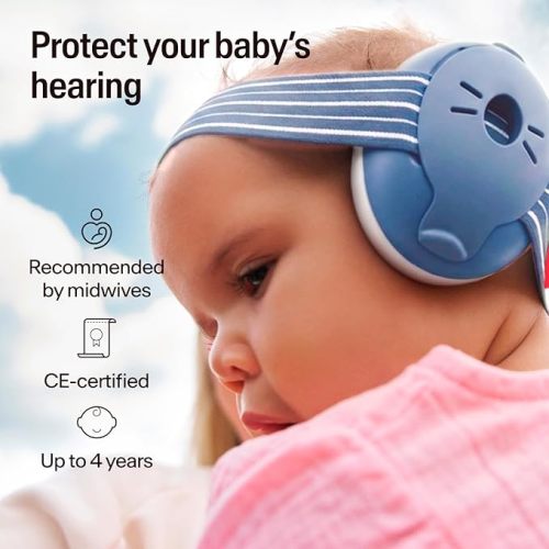 Alpine Muffy Baby Ear Protection for Babies and Toddlers up to 36 Months - CE & ANSI Certified - Noise Reduction Earmuffs - Comfortable Baby Headphones Against Hearing Damage & Improves Sleep - Denim