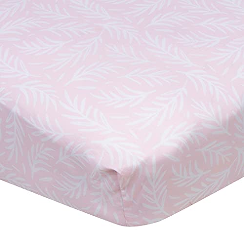 Gerber Baby Boys Girls Neutral Newborn Infant Baby Toddler Nursery 100% Cotton Fitted Bedding Crib Sheet, Leaves Pink, 28" x 52"