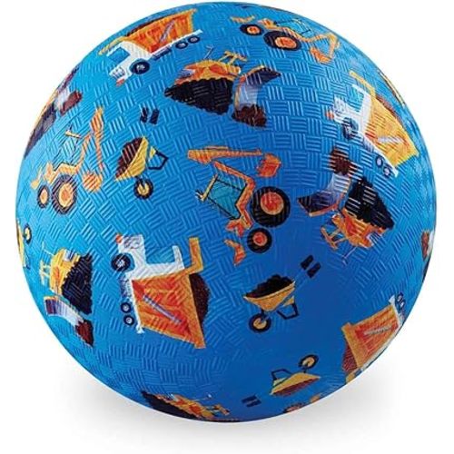 Crocodile Creek Playground Ball - Durable Rubber Ball for Kids Ages 3 and Up - Bouncy Inflatable Ball for Kickball, Indoor Games, and Outdoor Sports - PVC-Free - Construction - 5-inch Diameter