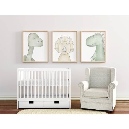 Digital Dinosaur Nursery Print Set, Dinosaur Décor, Dinosaur Art, Boys Nursery, Dinosaur Wall Art, Printable Wall Art, Instant Download