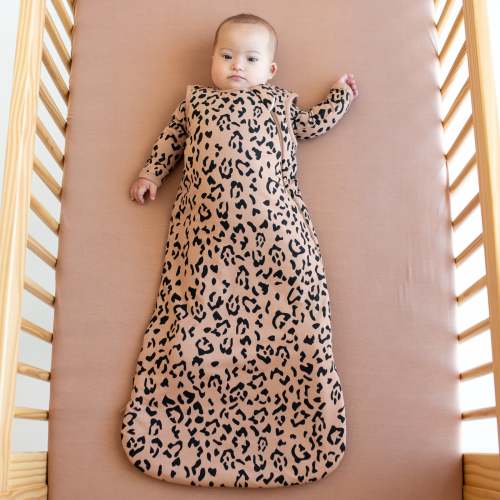 Sleep Bag in Latte in Small Leopard 1.0