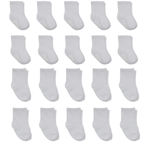 Little Me 20-Pack Newborn Baby Infant & Toddler Unisex Socks, 0-12/12-24 Months, Assorted Size Pack, White