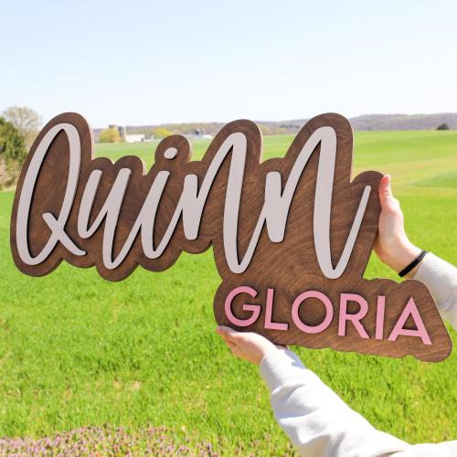 Personalized 3D Name Sign, Baby Nursery Name Sign, Kid Bedroom Wall Decor, Layered Wood Name Sign, Custom Name Outline Sign, Handmade Sign