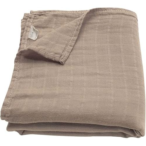 Ali+Oli Muslin Swaddle Blanket for Baby (Taupe) Large 47" x 47" Soft Rayon Made from Bamboo & Organic Cotton Muslin Blanket, Machine Washable Receiving Blanket Wrap for Newborn to Toddler