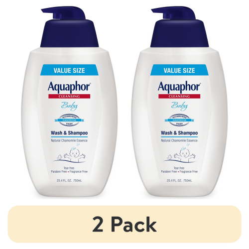 (2 pack) Aquaphor Baby Wash & Shampoo, Fragrance Free and Tear Free for Baby's Sensitive Skin, 25.4 fl oz