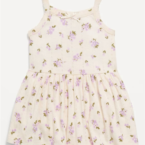 Printed Pointelle-Knit Bodysuit Dress for Baby