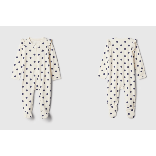 Baby First Favorites Organic Cotton Footed One-Piece in ivory frost, size: 0-3 M