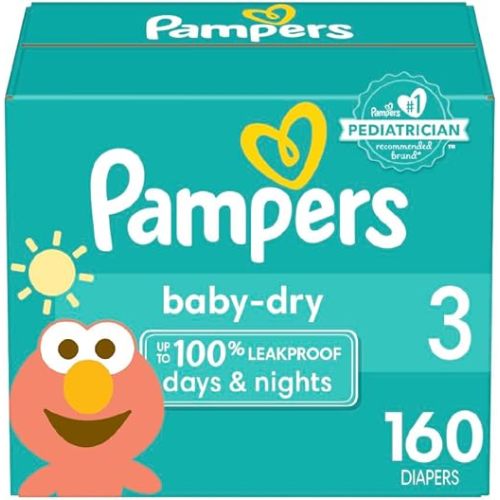 Pampers Baby Dry Diapers - Size 3, 160 Count, Absorbent Disposable Diapers