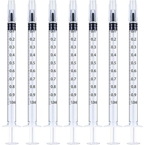 30 Pack 1 ml Syringe for Liquid Without Needle,Syringe with Cap,Individually Wrapped,for Scientific Labs,Measurement,Dispensing,Oil or Glue Applicato