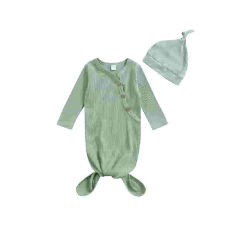 Hirigin Newborn Baby Girl Boy Coming Home Outfits Knotted Nightgown Unisex Sleep Gown Cute Baby Winter Pajamas with Hat