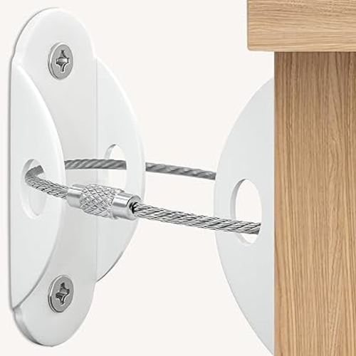 Furniture Anchors (8 Pack) for Baby Proofing, Anti Tip Furniture Anchor Securing 420lbs Tension Earthquake Resistant Metal Furniture Wall Anchor Prevent Baby Pet from Falling Furniture