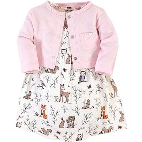 Hudson Baby Baby Girls' Cotton Dress and Cardigan Set