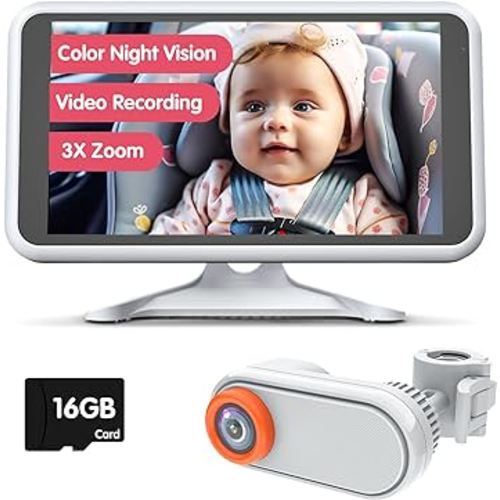 Baby Car Camera Color Night Vision Car Camera for Baby Video Recording 3X Zoom 5.2'' Baby Camera for Car with TF Card HD 1080P Car Baby Camera 360° Rotation for Rear Facing Seat 3 Kids-BM3