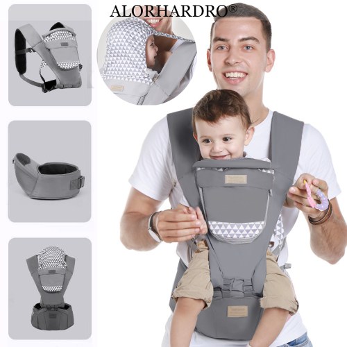 9-in-1 Baby Carrier for Infants with Hip Seat & Lumbar Support 7-45 lbs,Gray