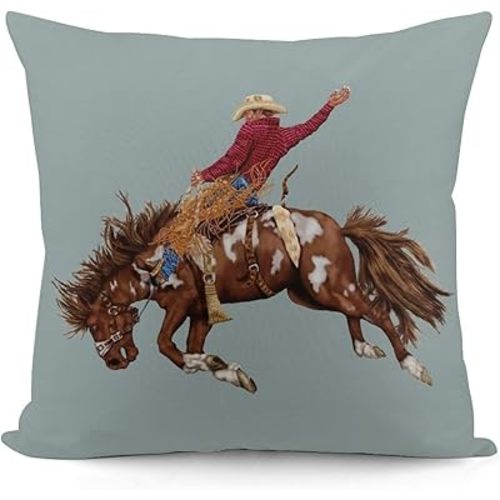 RURALS Vintage Western Cowboy Decorative Pillow Covers Cozy Soft Throw Pillowcase Square Couch Cushion Cover for Home Decor Sofa Living Room Bed Car 18x18 Inch