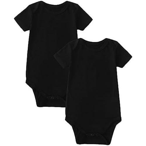 DEFAHN 2PCS Visocse from Bamboo Baby Rompers Unisex Onsies Solid Short Sleeve Baby Bodysuit 0-24 Months