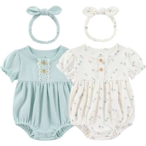 Baby Girl Clothes Cotton Bubble Romper Floral Bodysuits Infant Outfit Set