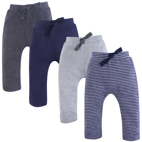 Touched by Nature Baby Boy Organic Cotton Pants 4pk, Navy Gray